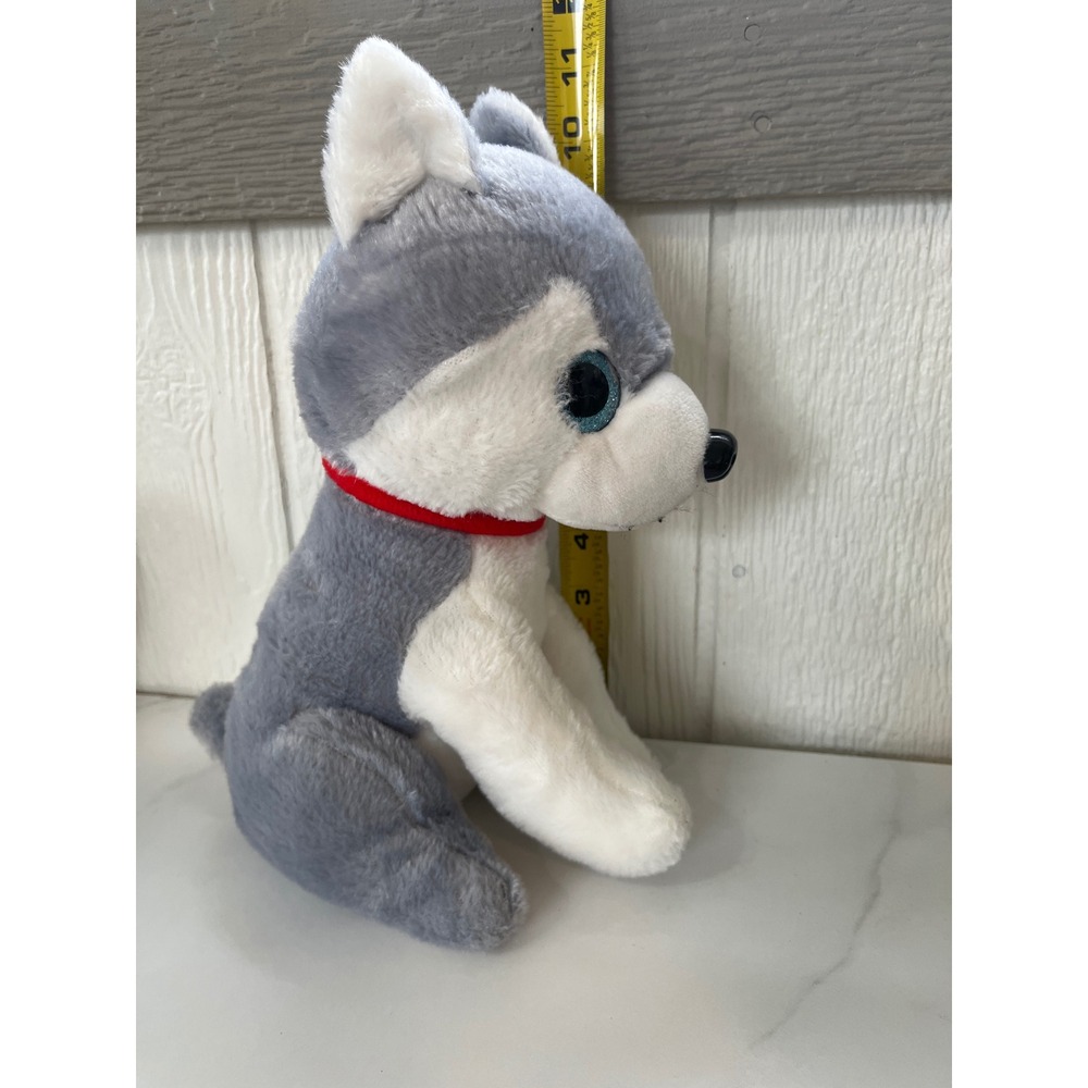 BMI Merchandise Plush Husky Dog Stuffed Animal‎ Toy Red Collar Sparkle Eyes